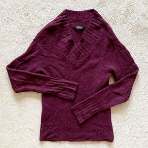 ☕️Mingle | Burgundy fuzzy v-neck sweater
